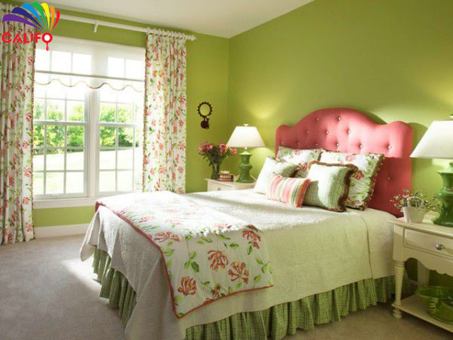 Phòng ngủ màu xanh cốm